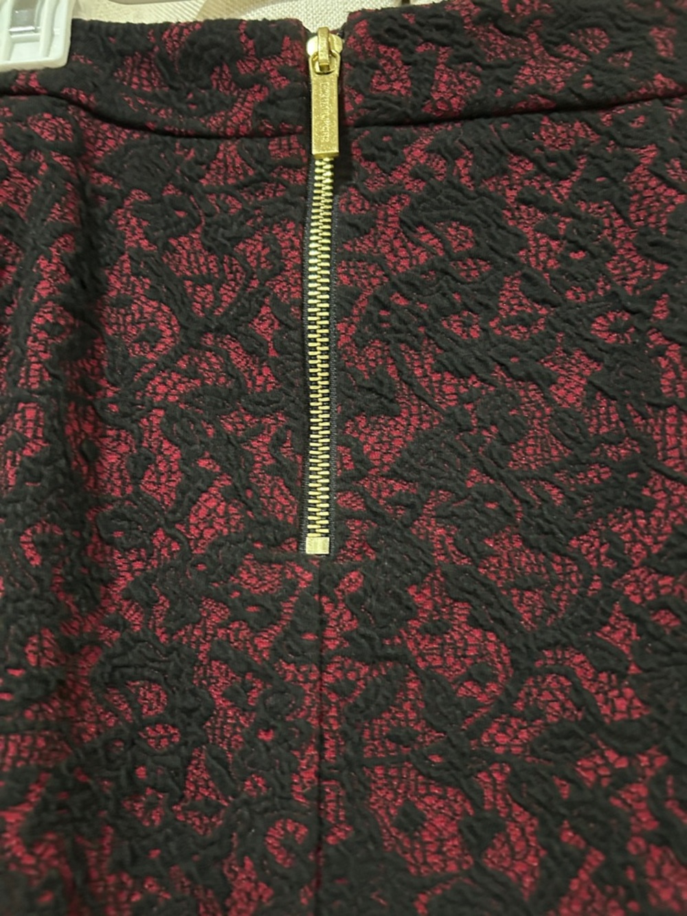 Michael Kors Black and Burgundy Jacquard Pencil Skirt